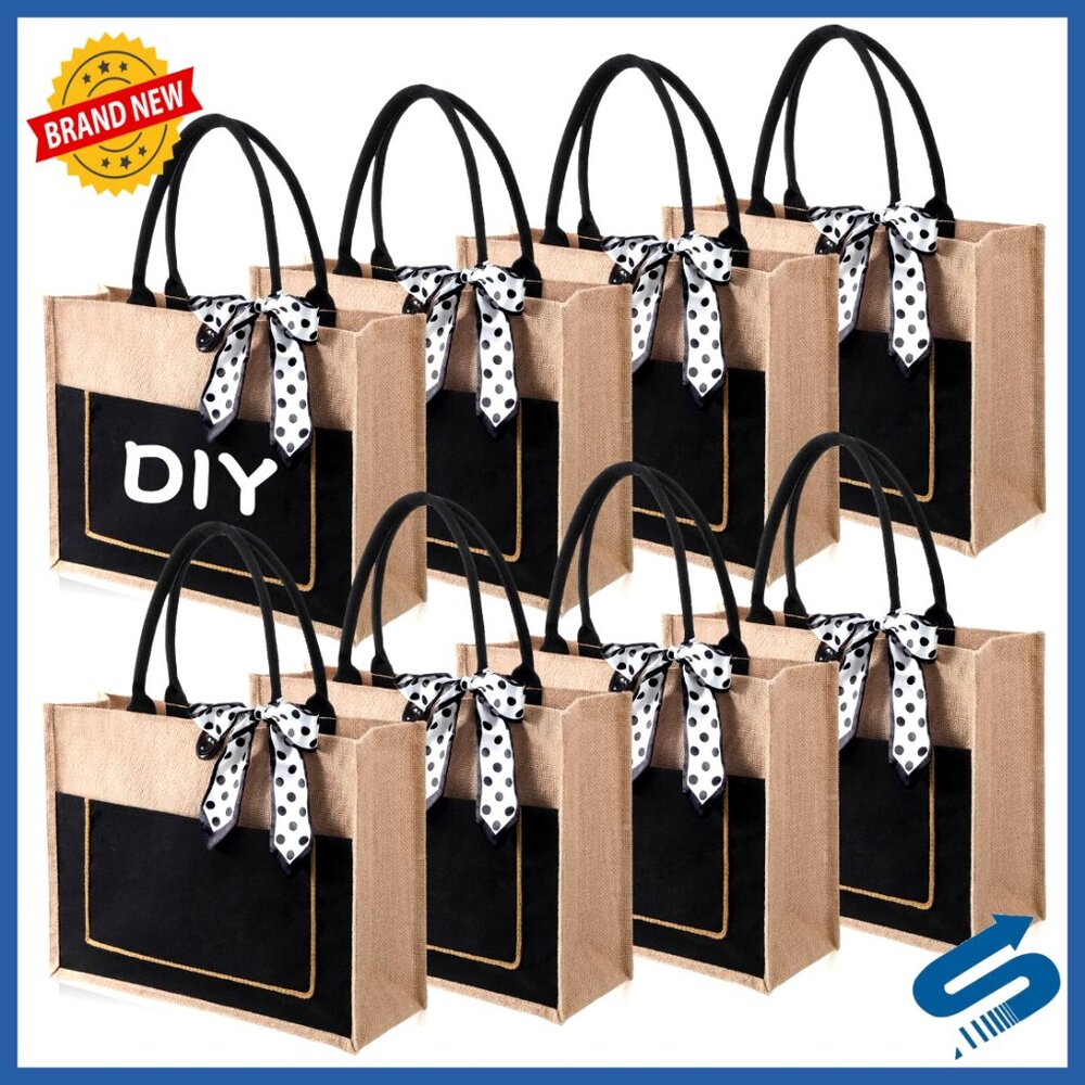 Large Burlap Tote Bags Jute Bridesmaid Gift DIY Shopping Bulk Retro